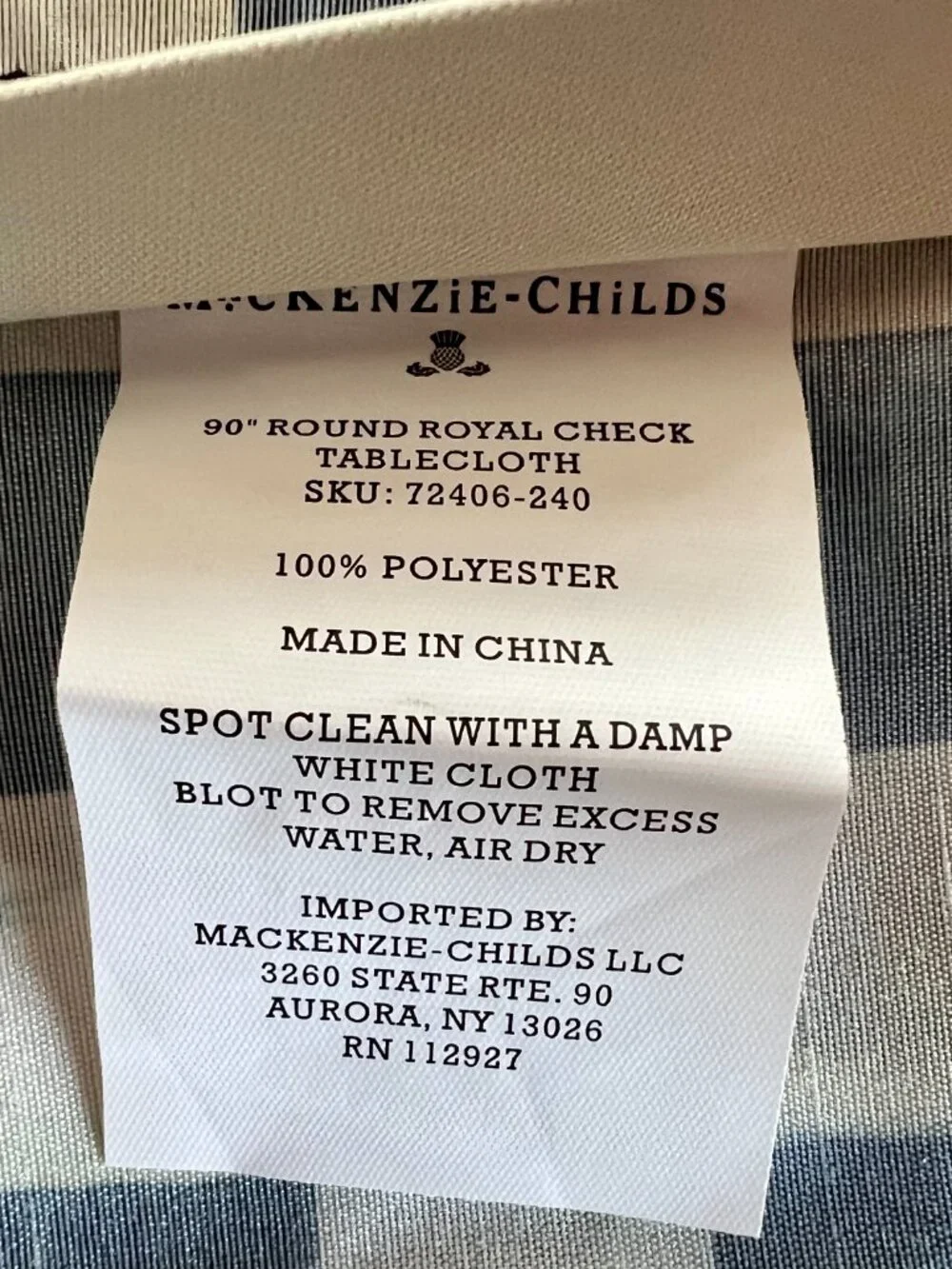 MacKenzie-Childs Royal Check Round Tablecloth